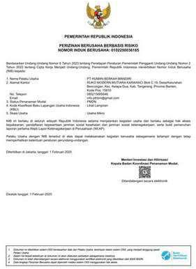 Perizinan Berusaha Berbasis Risiko