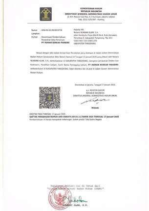 Penerimaan Pemberitahuan Perubahan Data Perseroan